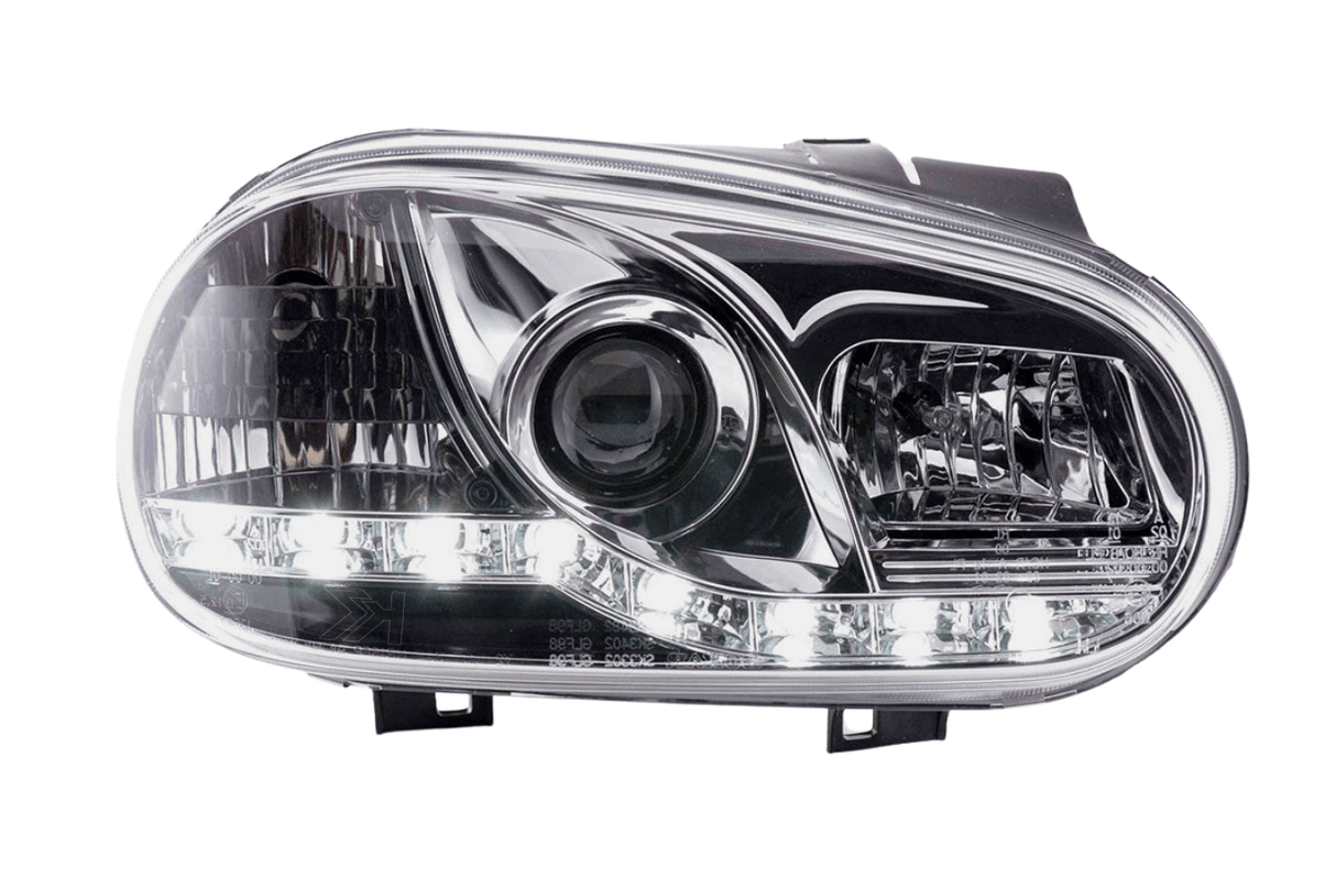Volkswagen Golf 4 Chrome LED Headlights with Daytime Running Lights (1997 - 2003) - K2 Industries