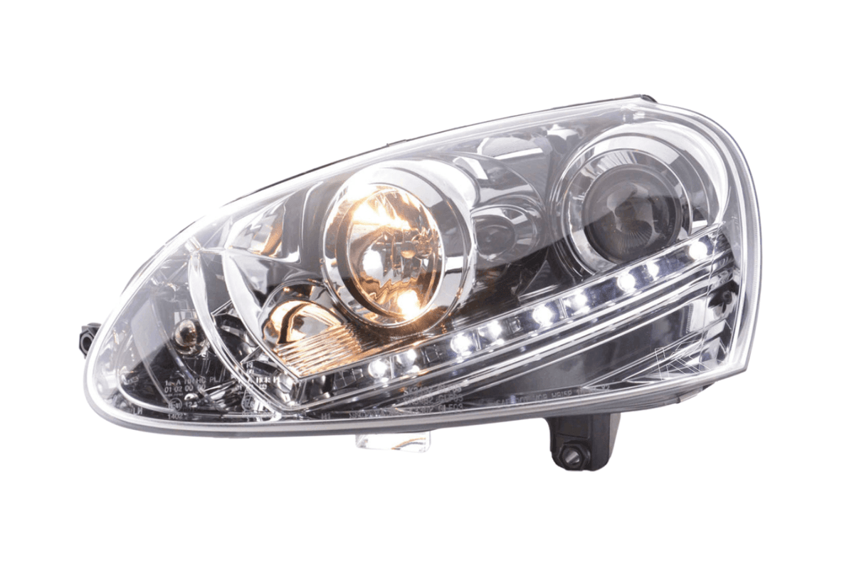 Volkswagen Golf 5 Chrome LED Headlights with Daytime Running Lights (2003 - 2008) - K2 Industries