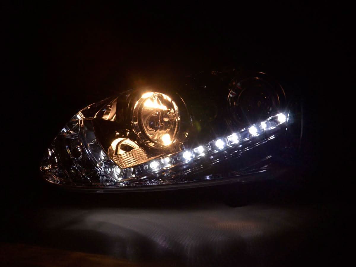 Volkswagen Golf 5 Chrome LED Headlights with Daytime Running Lights (2003 - 2008) - K2 Industries