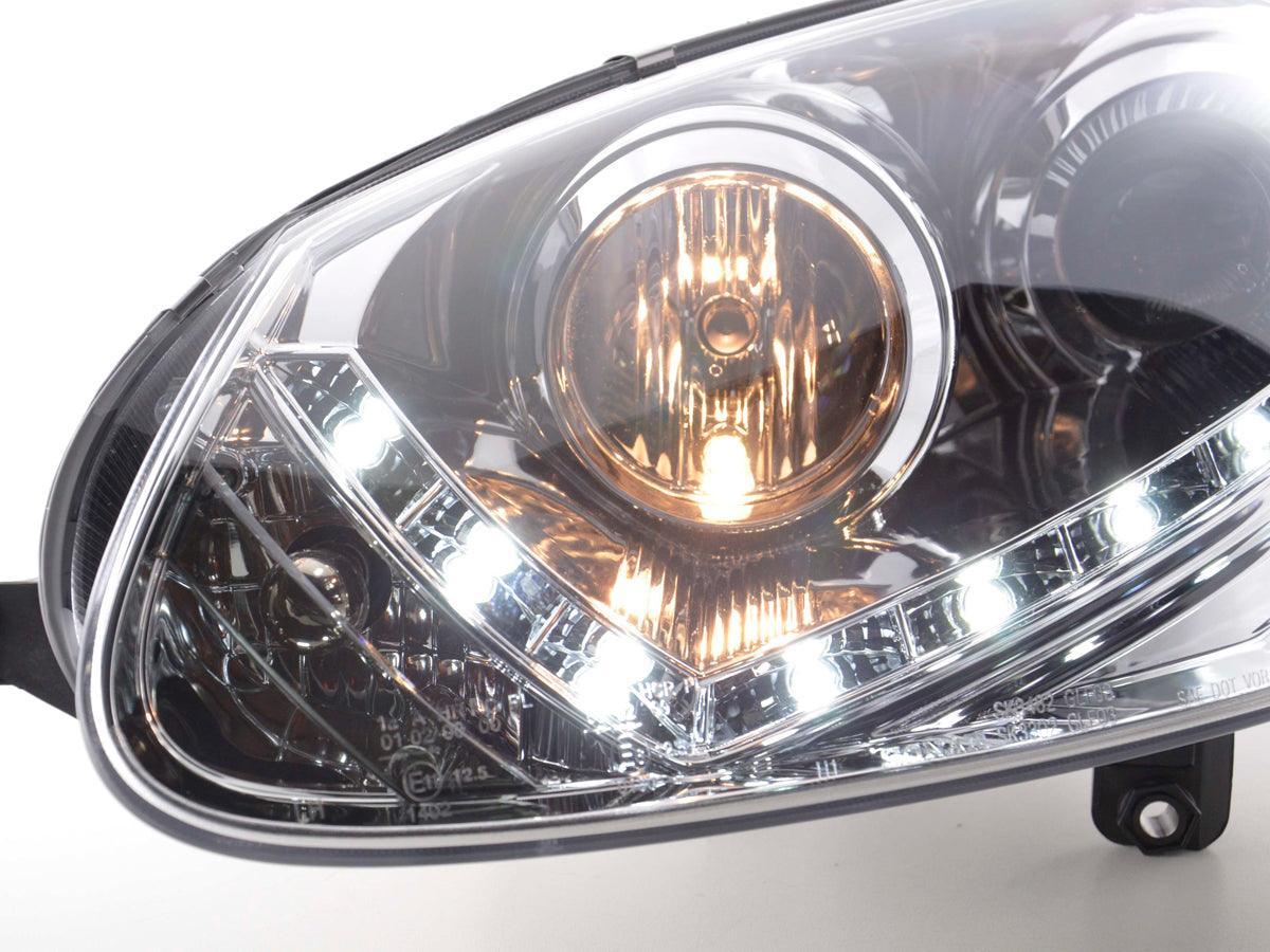 Volkswagen Golf 5 Chrome LED Headlights with Daytime Running Lights (2003 - 2008) - With R87 approval - K2 Industries