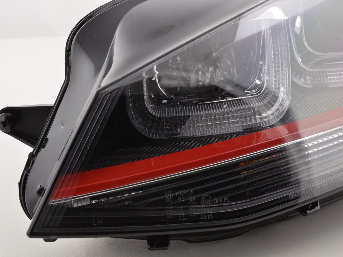 Volkswagen Golf Mk7 Black LED Headlights - R Style Red (12-17) - K2 Industries