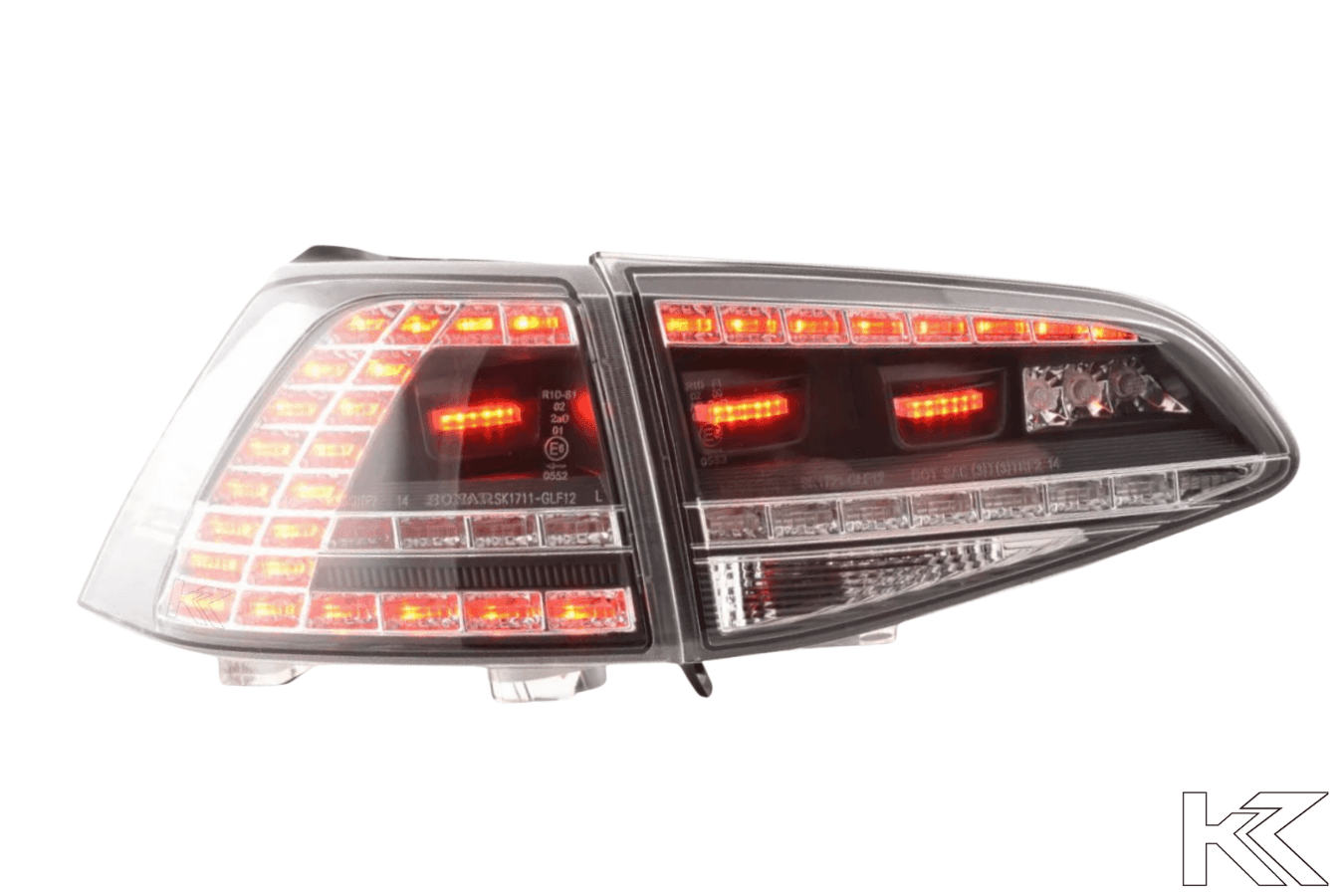 Volkswagen MK7 Golf/GTI/R - Clear/Black LED Tail Lights for Halogen Models (2012-2017) - K2 Industries