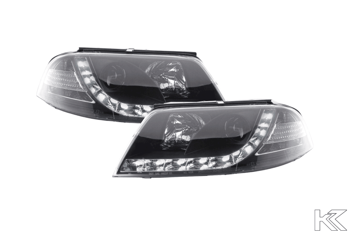 Volkswagen Passat (B5 / 3BG) Black LED Headlights with Daytime Running Lights (2000 - 2005) - K2 Industries