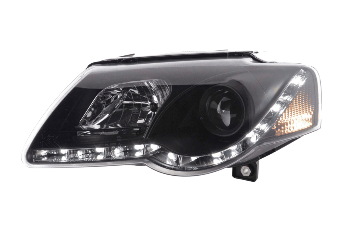 Volkswagen Passat (B6 / 3C) Black LED Headlights with Daytime Running Lights (2005 - 2010) - K2 Industries