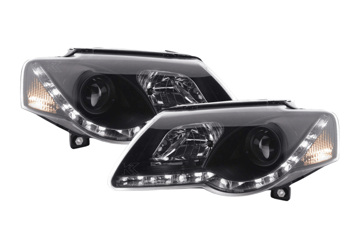 Volkswagen Passat (B6 / 3C) Black LED Headlights with Daytime Running Lights (2005 - 2010) - K2 Industries
