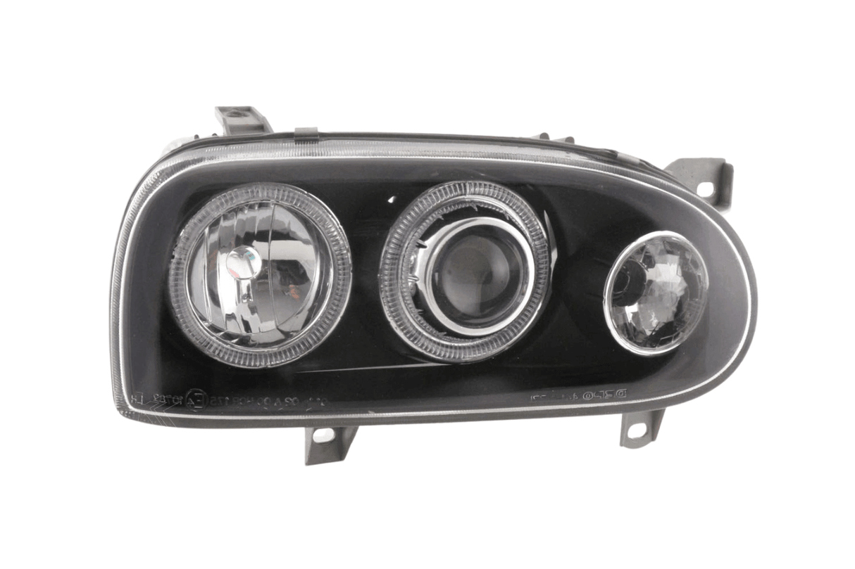 VW Golf 3 type 1HXO, 1 EXO Black Angel Eye Headlights (1991-1997) - K2 Industries