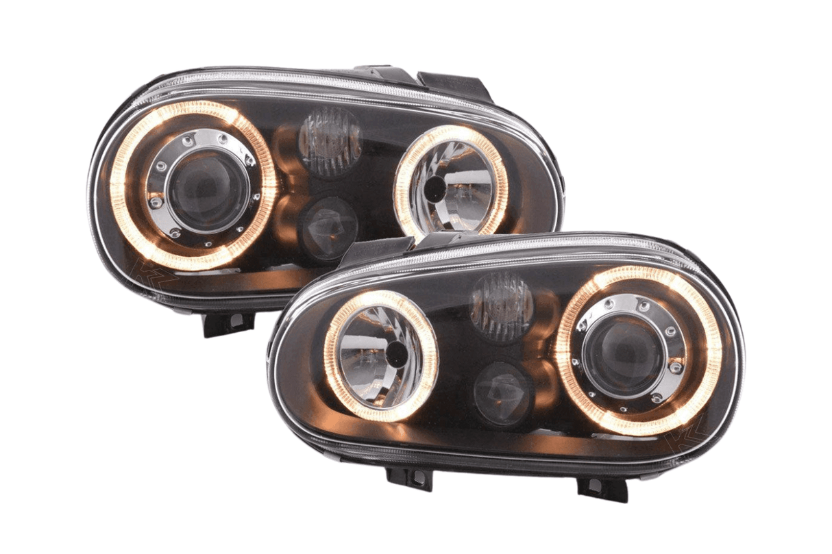 VW Golf 4 (1J) OE+ Black Angel Eyes Headlights- (1998-2003) - K2 Industries