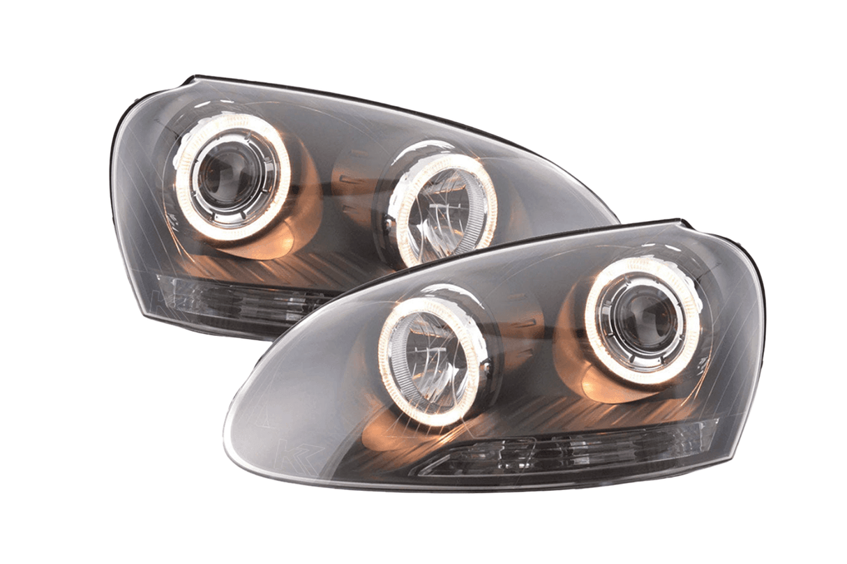 VW Golf 5 Black Angel Eye Headlights with DRL (2003-2008) - K2 Industries