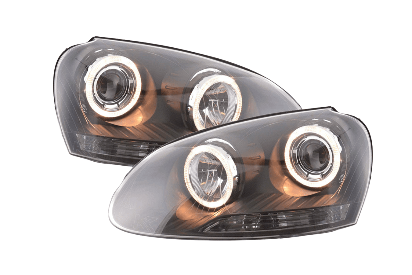 VW Golf 5 Black Angel Eye Headlights with DRL (2003-2008) - K2 Industries