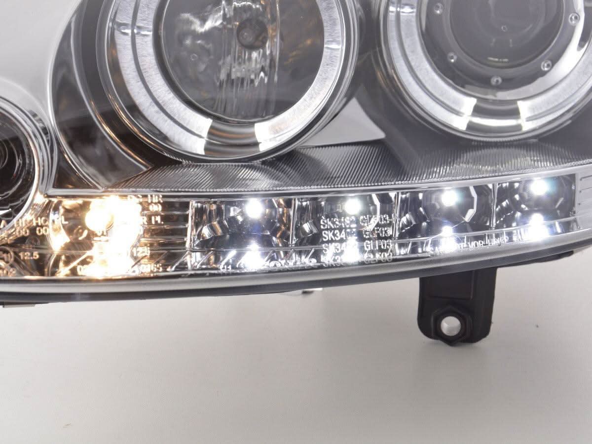 VW Golf 5 (Mk5) Chrome LED Angel Eye Headlights - (2003-2008) - K2 Industries