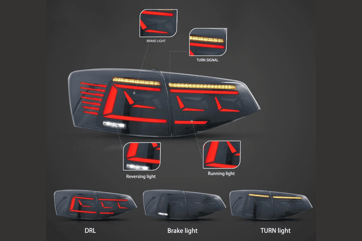 VW Jetta 6th Gen (A6) Dynamic LED Tail Lights 2015-2018 - K2 Industries