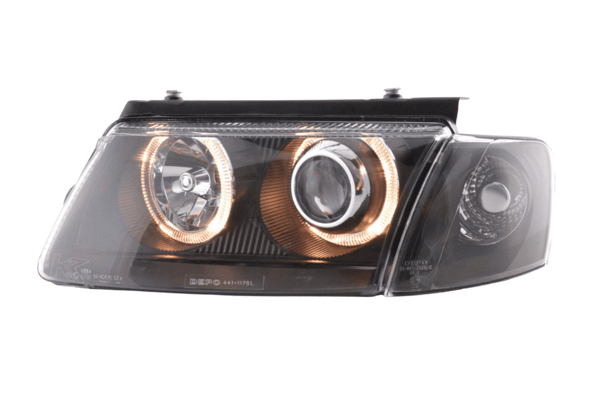 VW Passat B5 3B Black Angel Eyes Headlights (1997-2000) - K2 Industries