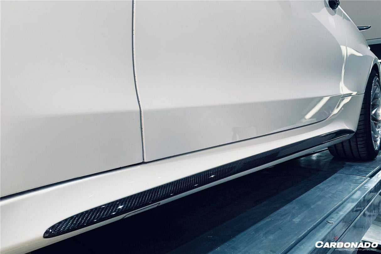 2015-2021 Mercedes Benz W205 C63 S AMG Coupe Carbon Fiber Side Skirts Extension Add On Lip