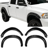 2009-2018 Dodge Ram 1500 4PCS Wheel Arch Fender Flares Replacement Pocket Rivet Style Textured Black
