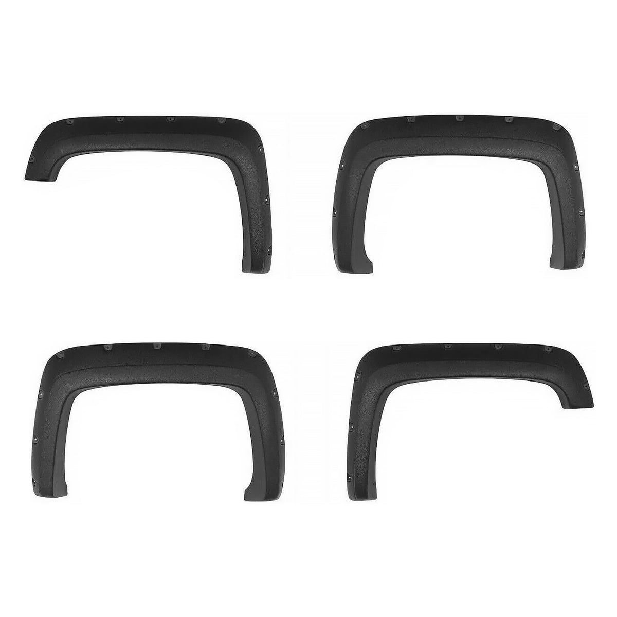 2007-2013 GMC Sierra 1500 69.3"/78.7"/97.6" Bed 4PCS Wheel Arch Fender Flares Replacement Rivet Pocket Style Textured Black