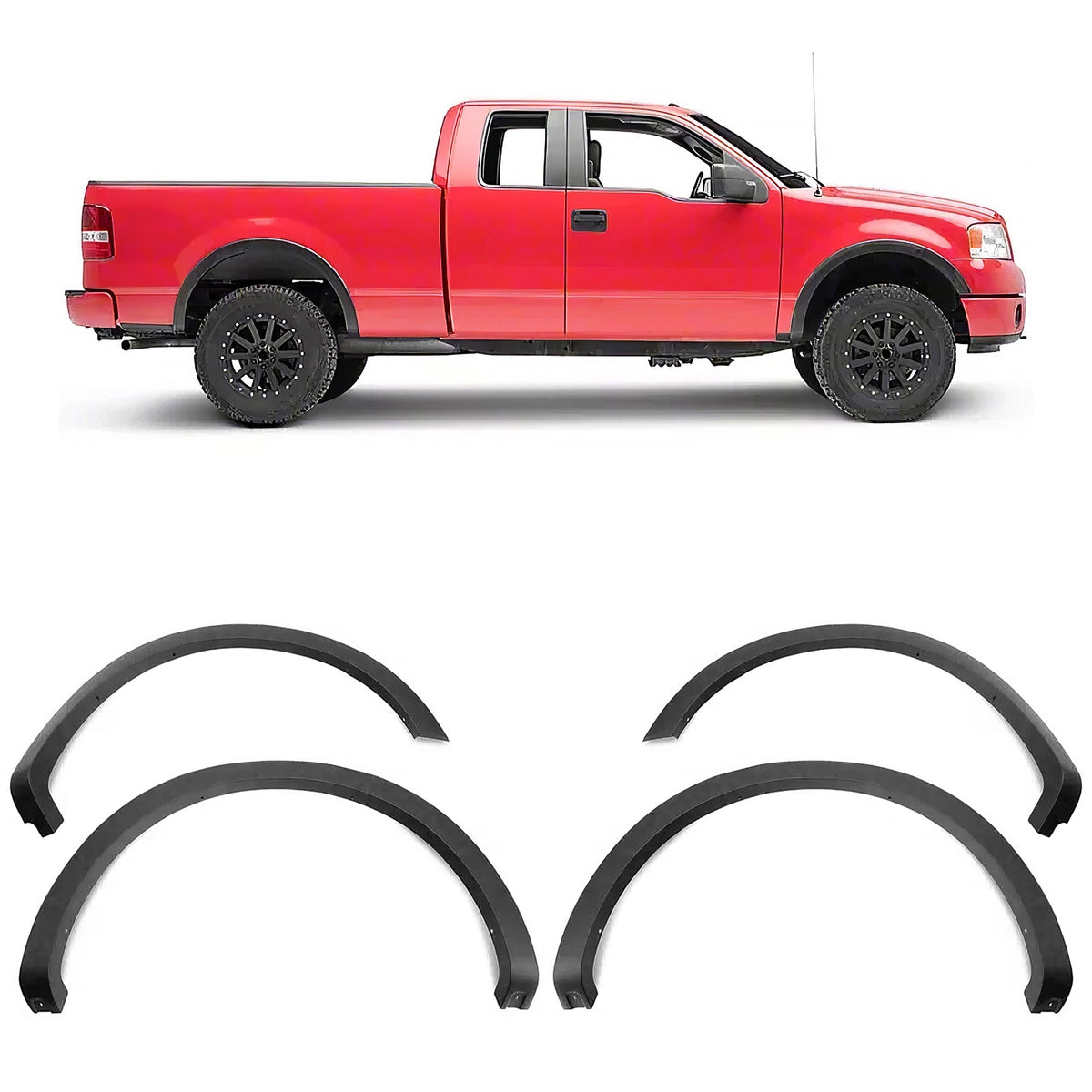 2004-2008 Ford F-150 Styleside OE Style Fender Flares Wheel Arch Cover Black PU 4PCS Set