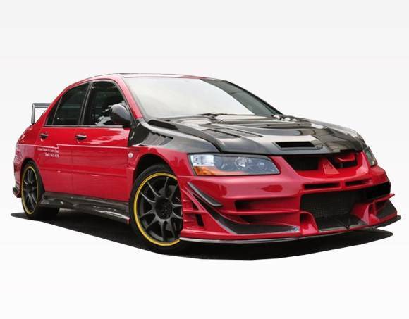 2003-2005 Mitsubishi EVO 8 4 doors JC Style Carbon Fiber Black Hood
