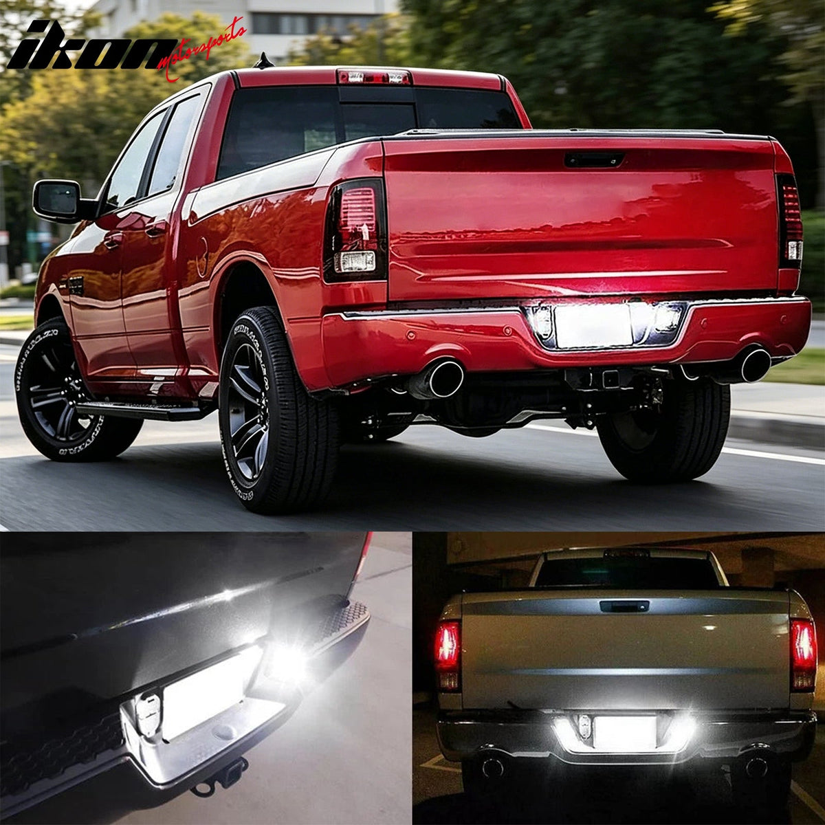 2002-2018 Dodge Ram 1500 & 2003-2018 2500 3500 & 2019-2022 Ram 1500 Classic 2PCS Full LED License Plate Lights Lamps Taillight Assembly Replacement