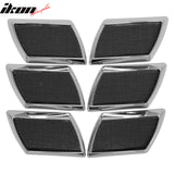Universal 6PCS Right Left RH LH Front Side Fender Port Hole Bezels Covers W/Chrome Frame Black Mesh