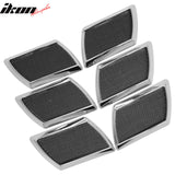 Universal 6PCS Right Left RH LH Front Side Fender Port Hole Bezels Covers W/Chrome Frame Black Mesh