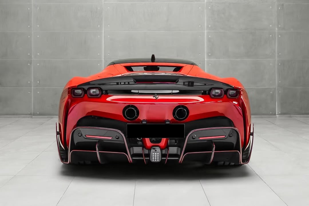 2020-UP Ferrari Autoclave Carbon Fiber Rear Diffuser Lip Carbonado (MSY) Fits: SF90 Stradale and Spider
