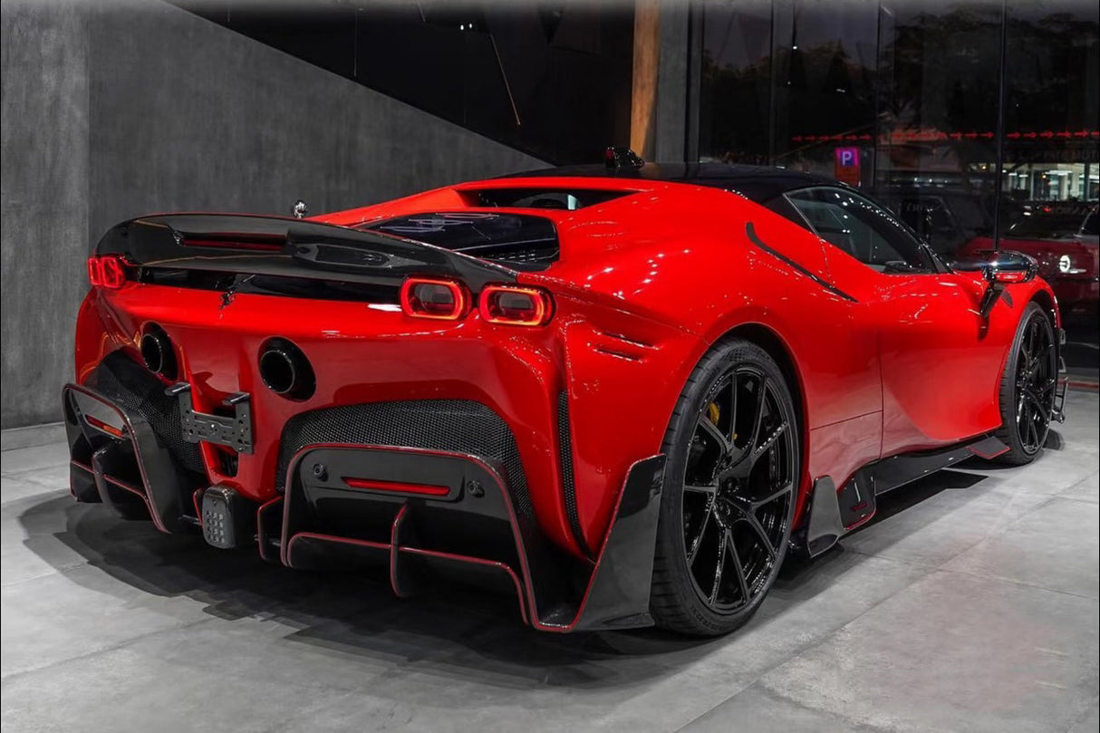 2020-UP Ferrari Autoclave Carbon Fiber Rear Diffuser Lip Carbonado (MSY) Fits: SF90 Stradale and Spider
