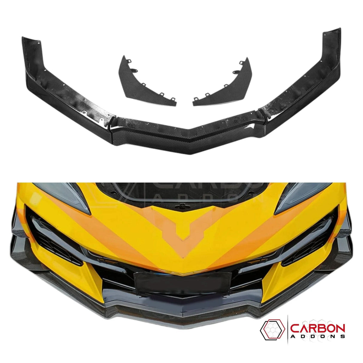 C8 Corvette Z06/E-Ray Dry Pre-preg Carbon Fiber Z07 Style Front Splitter & Canards