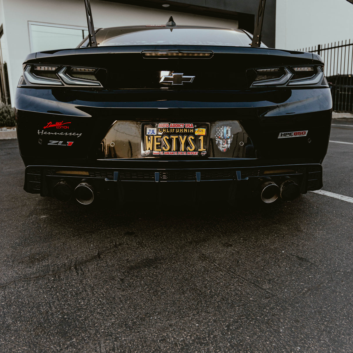 2017-2025 Chevy Camaro ZL1 / ZL1 1LE EVO Diffuser W/ Smokey Reflectors Gloss Black