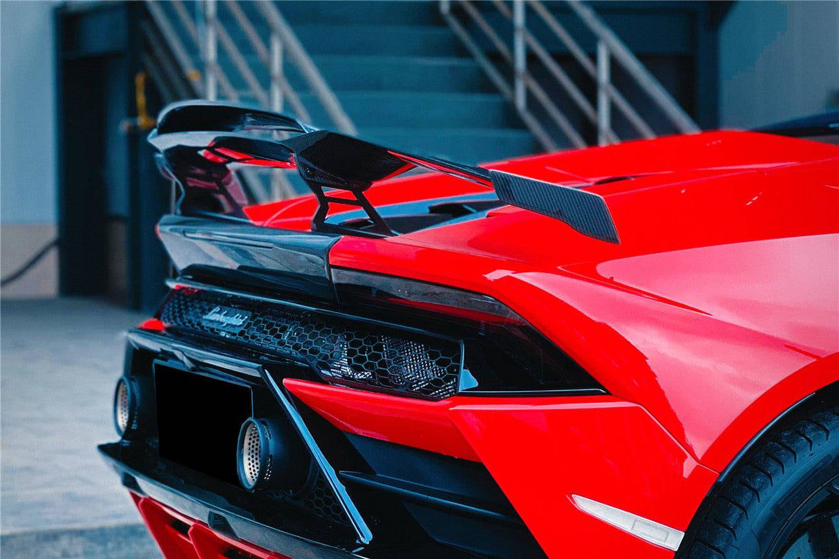 2015-2025 Lamborghini Huracan LP610  LP580  Evo  Tecnica MD Style Carbon Fiber Trunk Spoiler with Base