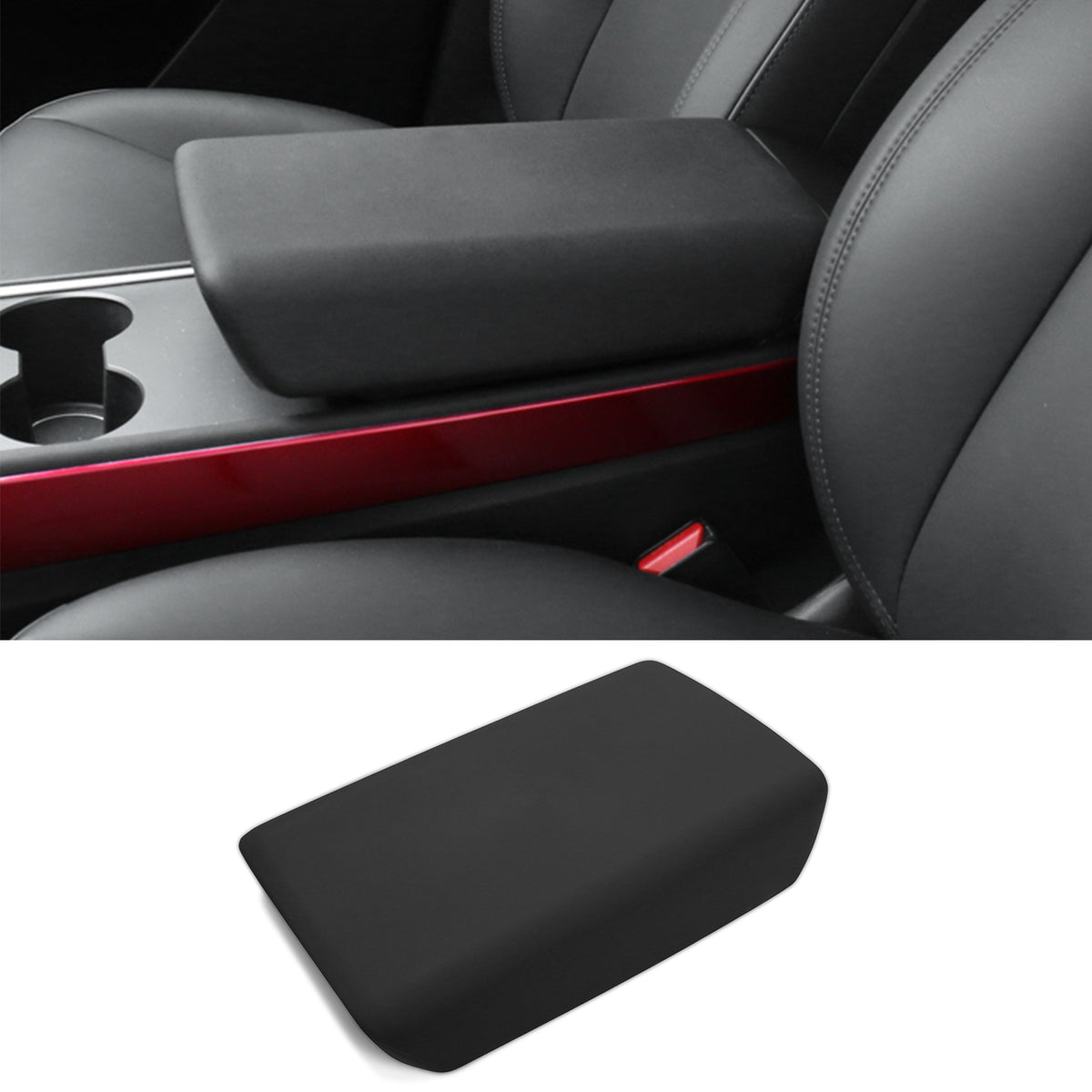 Armrest Cover for Tesla Model Y 2020-2025 & Model 3 2017-2023 Black TPE