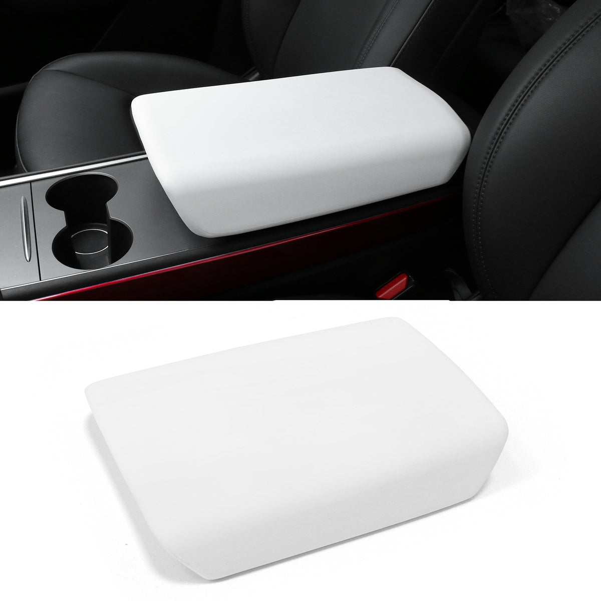 2020-2024 Tesla Model Y & 2017-2023 Model 3 Armrest Cover White TPE