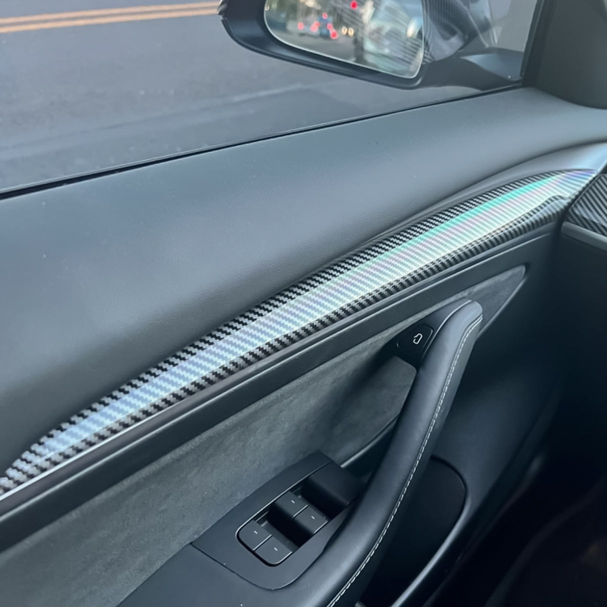 2021-2023 Tesla 3 & 2023 Y Carbon Fiber Center Front Door Panel ABS
