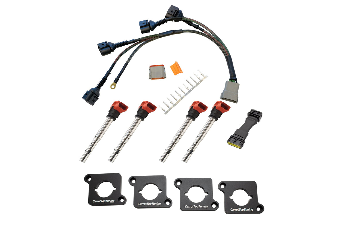 Audi VW 1.8T to 2.0T FSI Coil Conversion Harness Kit – ICM Delete with Billet Adapter Plates (A4, Golf, Jetta, Passat)