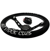 JDM Deep Dish Steering Wheel + Short Hub Adapter Kit For Honda Acura