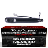 Exterior Door Handle Black Primed Replacement for Nissan Cube (09-14), Juke (11-17), Versa (14-24) OE Part # 80640-1FA5B | Front Right Passenger Side w/o Keyhole Cover