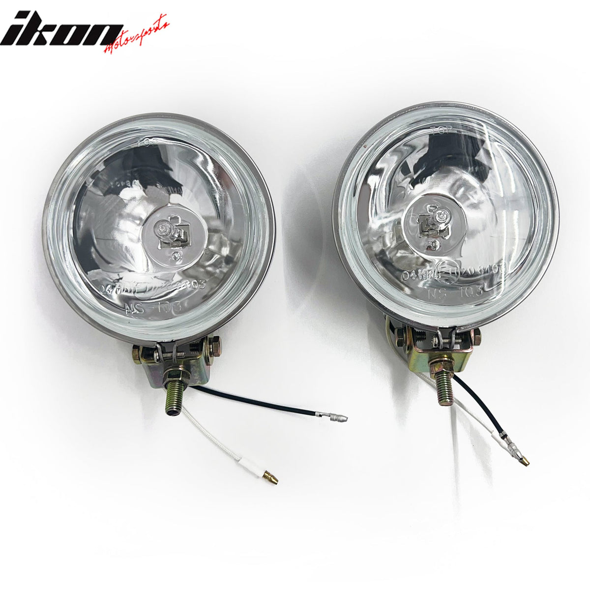 Universal 2PCS Right Left RH LH Front Bumper Driving Fog Lights Lamps Assembly Replacement W/Wiring Harness Chrome Housing Clear Lens
