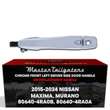 Exterior Door Handle Chrome Replacement for Nissan Maxima (2016-2024), Murano (2015-2024) OE Part # 80640-4RA0B, 80640-4RA0A | Front Left Driver Side w/ Keyhole Cover