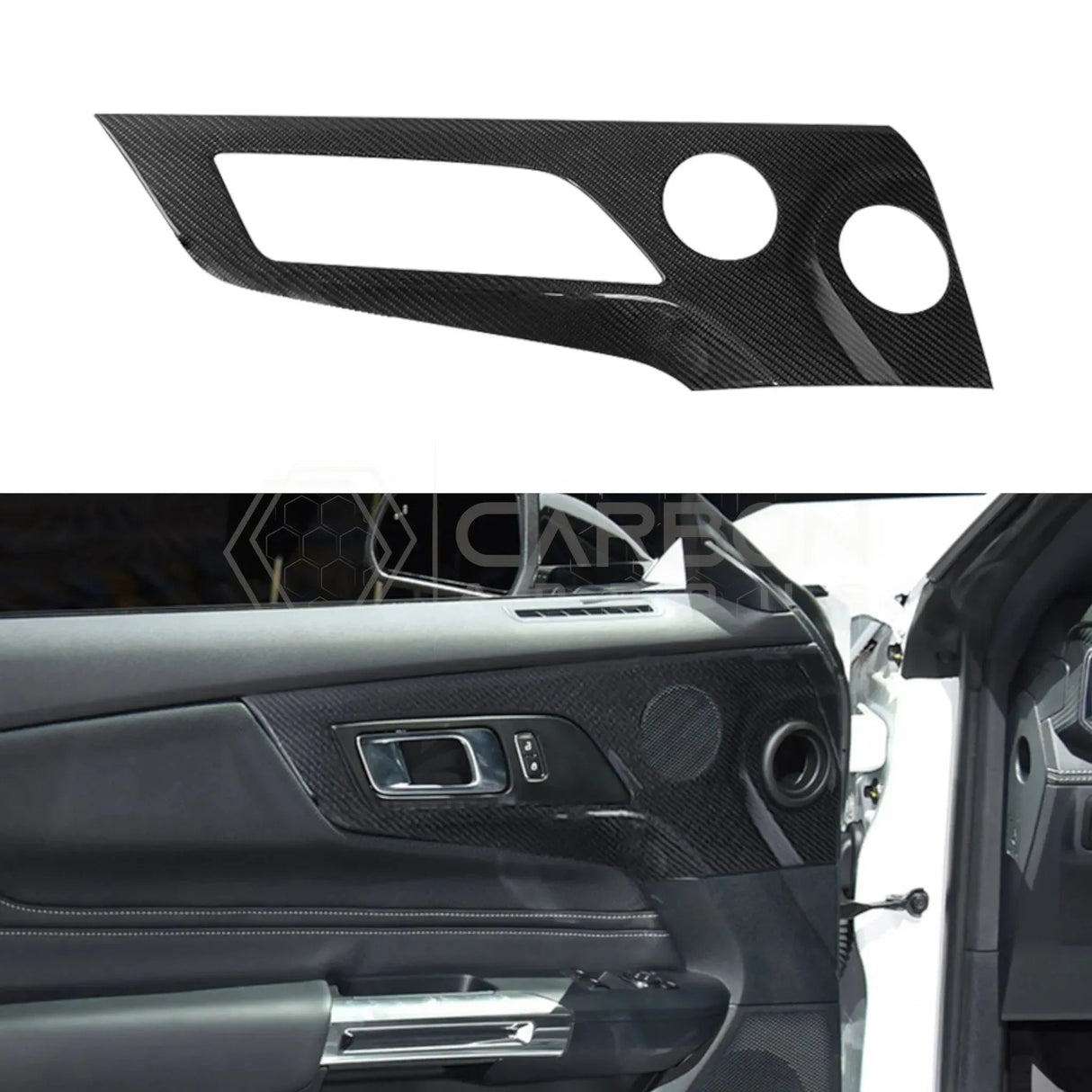 Real Carbon Fiber Door Handle & Speaker Panel Trim Covers for 2024+ Ford Mustang