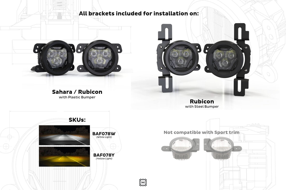 Morimoto 4Banger Fog Light Kit: 18+ JL/JT (NCS / Wide / Set)