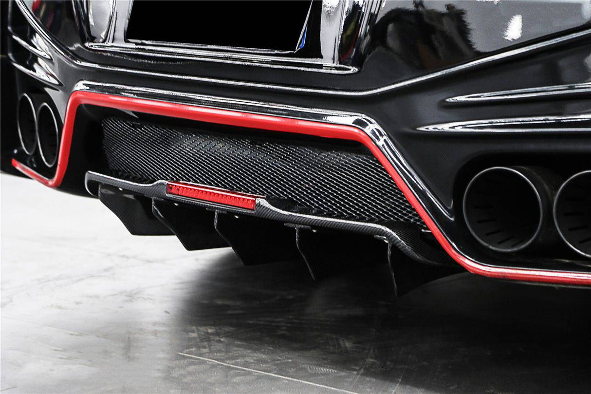 2012-2023 Nissan GTR R35 DBA & EBA NISMO Style Carbon Fiber Rear Diffuser With Canards & Break Light