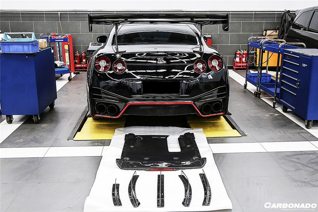2012-2023 Nissan GTR R35 DBA & EBA NISMO Style Carbon Fiber Rear Diffuser With Canards & Break Light