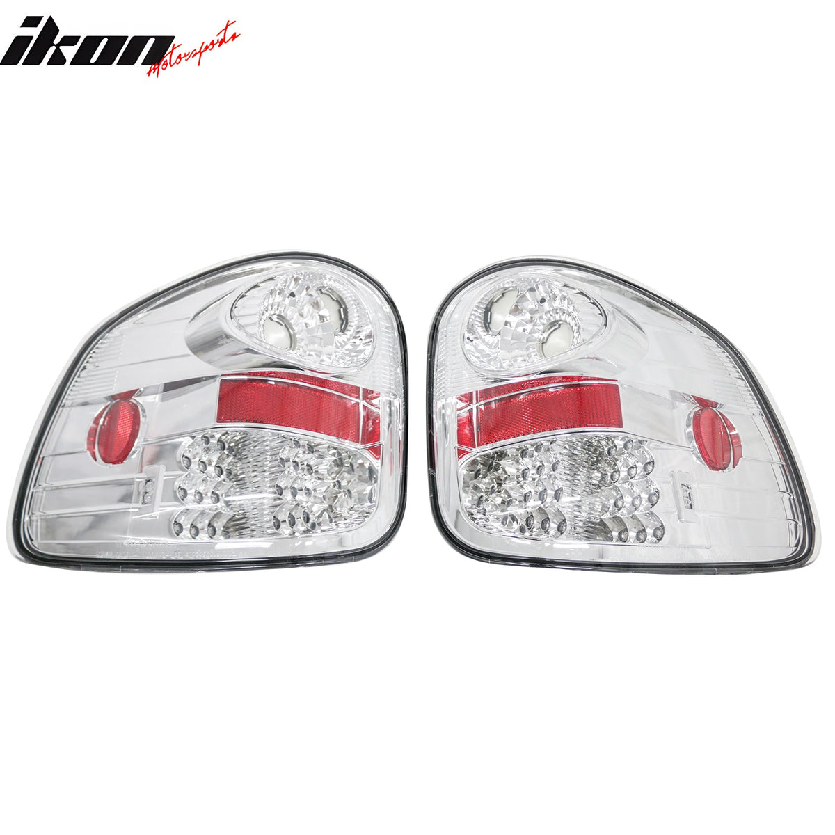 1997-2003 Ford F-150 2PCS Driver Passenger Side Rear Tail Lights Lamps Assembly Replacement Chrome Housing Clear Lens