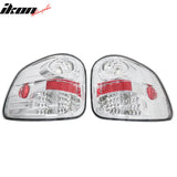 1997-2003 Ford F-150 2PCS Driver Passenger Side Rear Tail Lights Lamps Assembly Replacement Chrome Housing Clear Lens