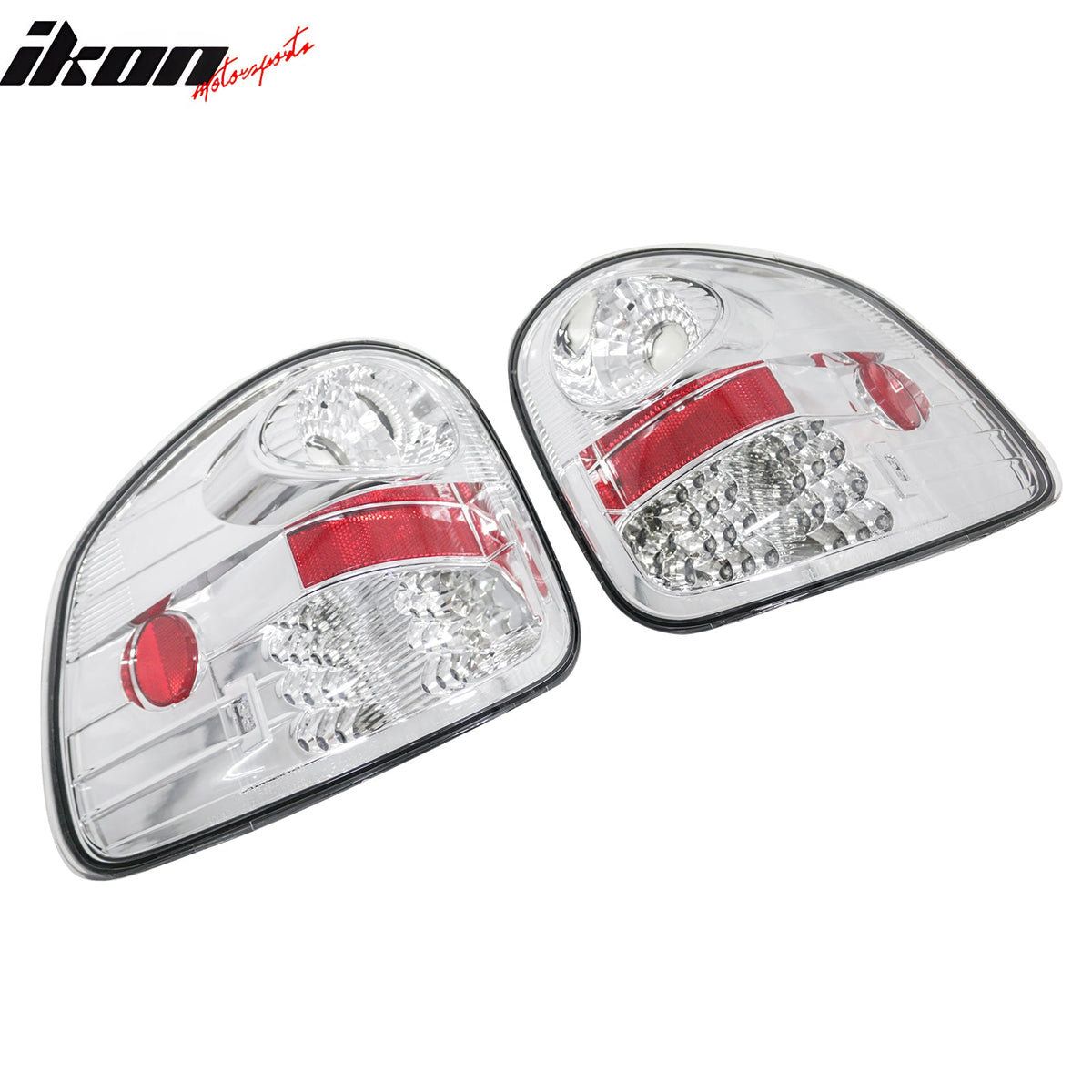 1997-2003 Ford F-150 2PCS Driver Passenger Side Rear Tail Lights Lamps Assembly Replacement Chrome Housing Clear Lens