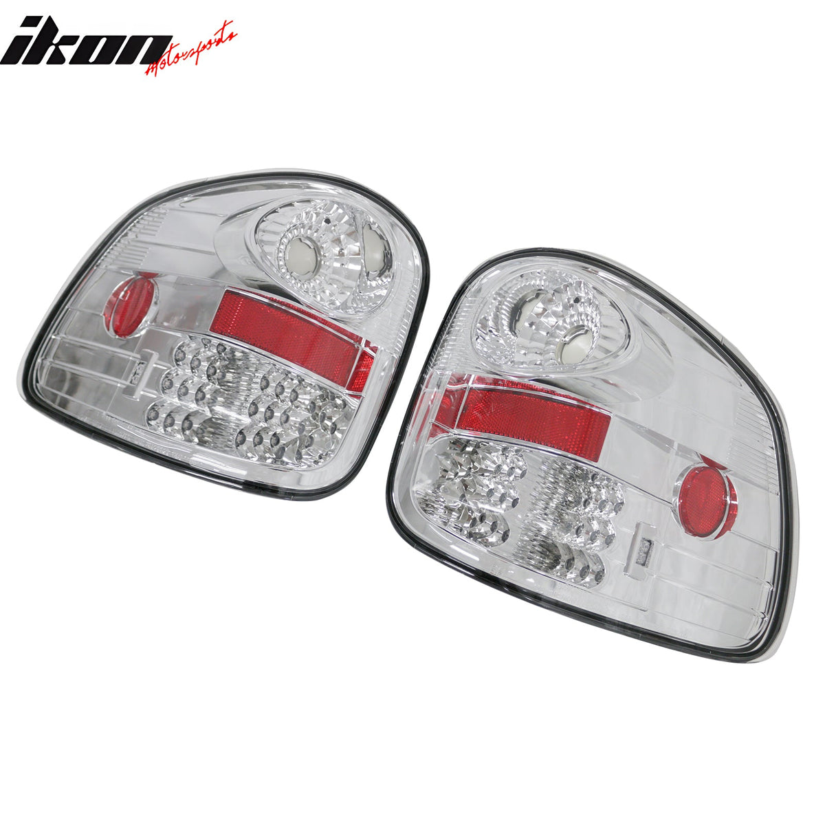 1997-2003 Ford F-150 2PCS Driver Passenger Side Rear Tail Lights Lamps Assembly Replacement Chrome Housing Clear Lens