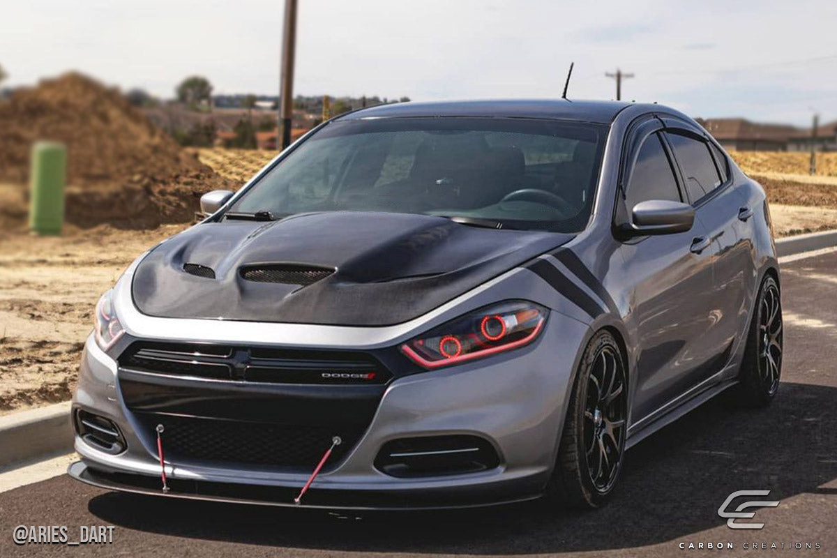 2013-2016 Dodge Dart Carbon Creations Hellcat Look Hood - 1 Piece