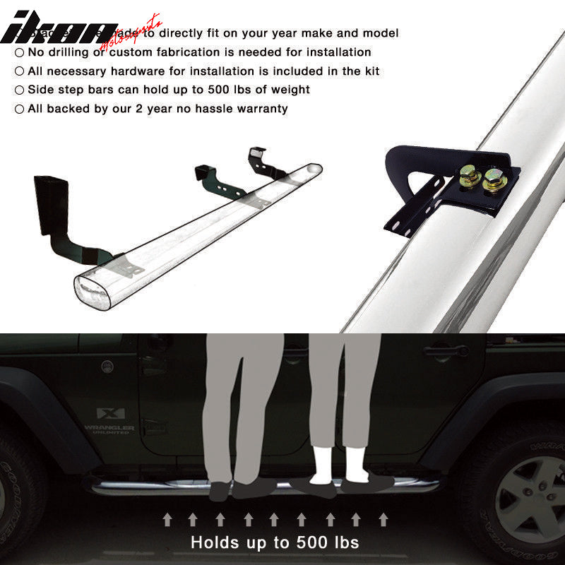 2004-2008 Ford F150 Black Powder Coat Finish Running Boards Stainless