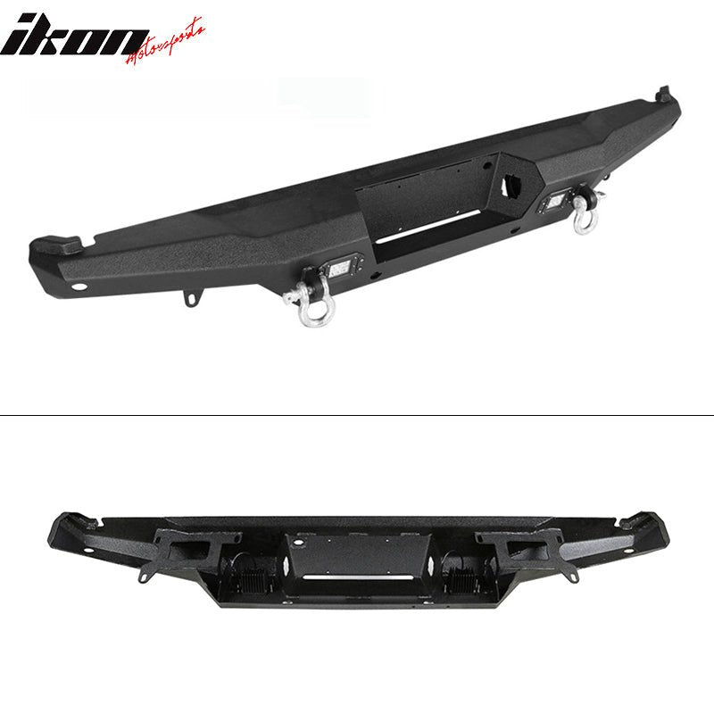 1987-2006 Jeep Wrangler TJ YJ Textured Rear Bumper 2 LED Lights D-Ring