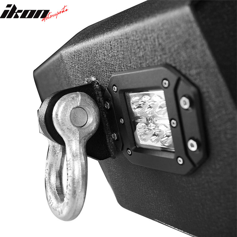 1987-2006 Jeep Wrangler TJ YJ Textured Rear Bumper 2 LED Lights D-Ring