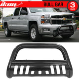 2007-2014 Silverado Sierra 2500 3500HD 3" Tublar Black Bull Bar Steel